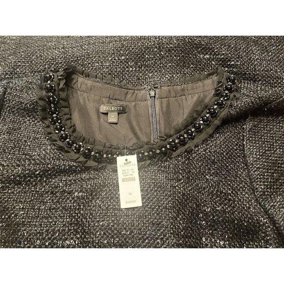 Talbots NWT Tweed Black Pearl Shift Dress Short Sleeve Size 14 - Picture 5 of 10